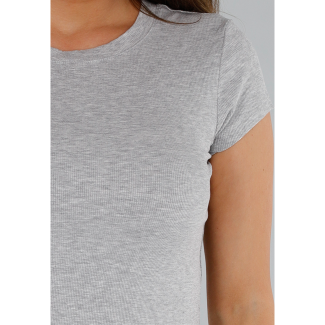 Graues kurzärmeliges Stretch-T-Shirt mit Stretch