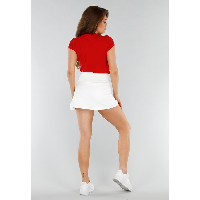 Rotes Slim Fit T-Shirt mit Rundhalsausschnitt und kurzen Ärmeln