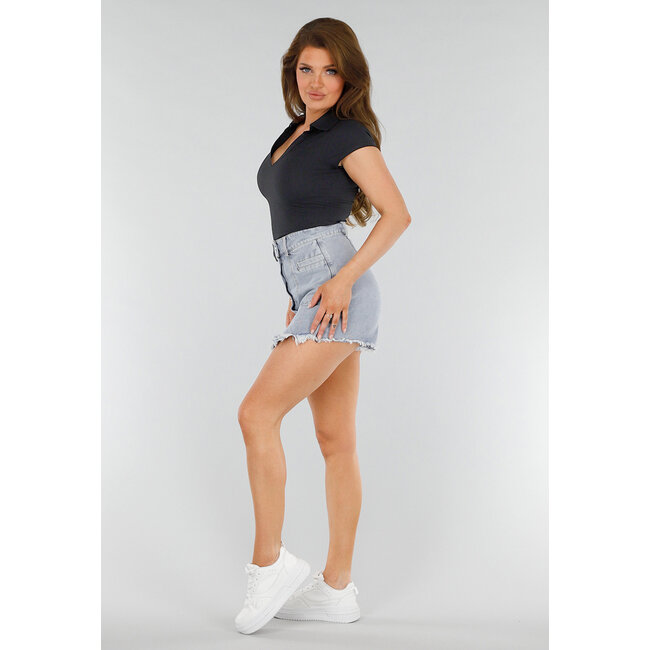 Schwarzes Polo mit Stretch und Struktur