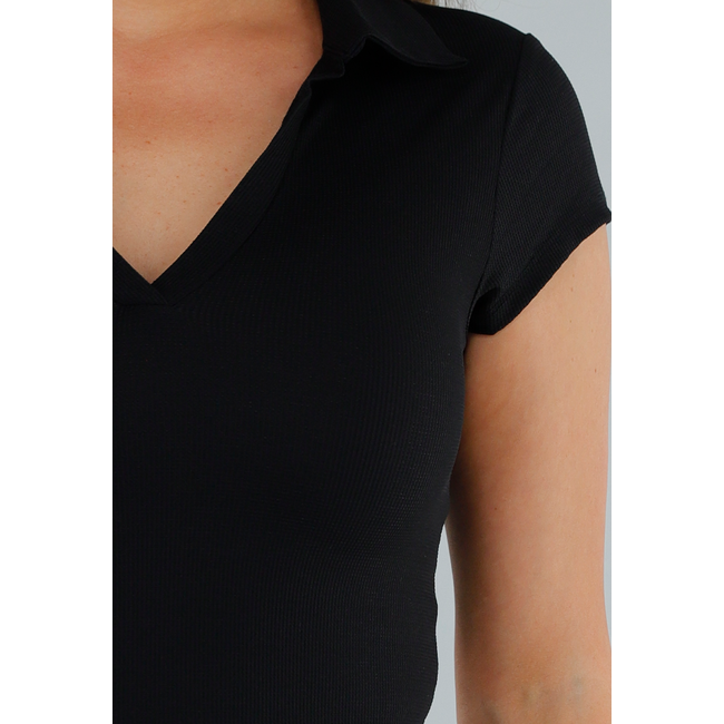 Schwarzes Polo mit Stretch und Struktur