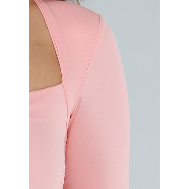 Lachsrosa Sweatheart Langärmliges Stretch-Overshirt Top