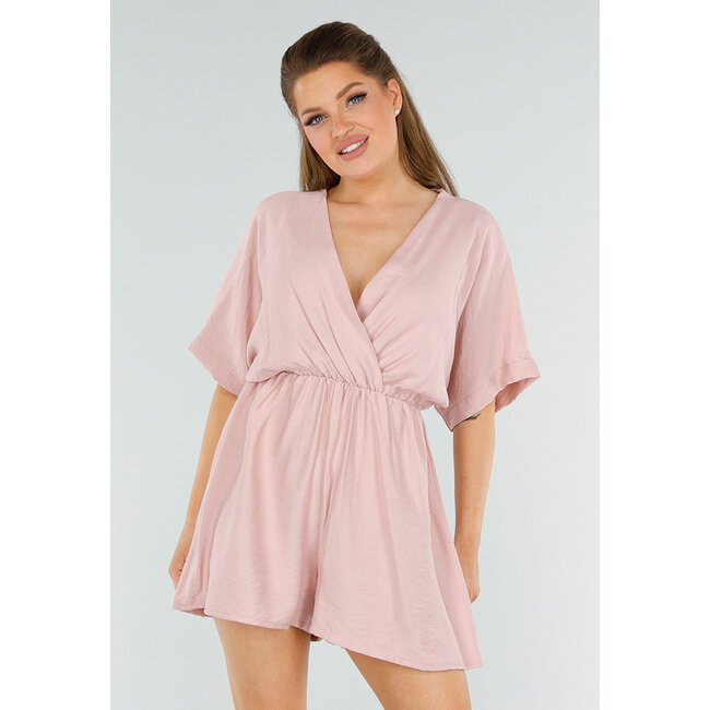 Altrosa Overslag-Strampelanzug