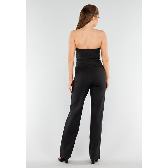Schwarzes trägerloses Gilet-Top mit Knöpfen