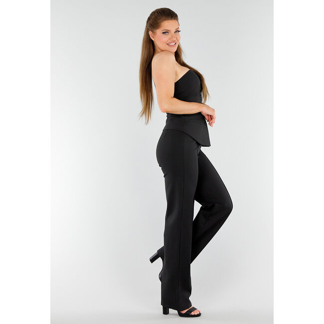 Schwarzes trägerloses Gilet-Top mit Knöpfen