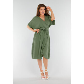 Khaki Reverskleid mit Schleife