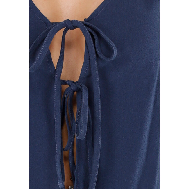 Dunkelblaues 2-teiliges Set mit weiter Hose und Schleifendetails