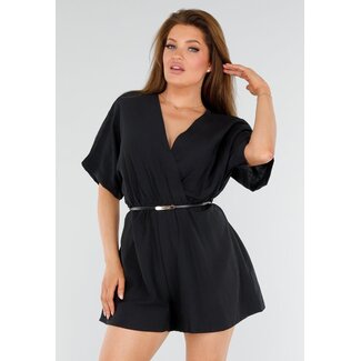 Schwarzer Playsuit mit Overslag