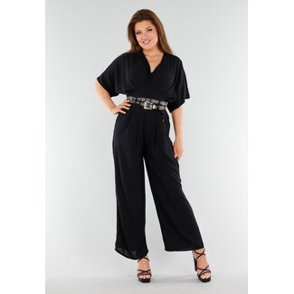 Schwarzer weiter Jumpsuit mit Schleife