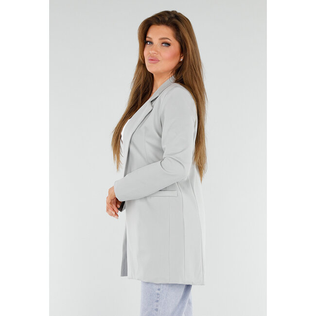 Hellgrauer mittellanger Stretch-Blazer