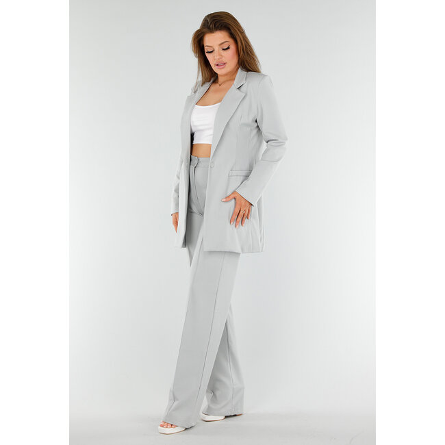 Hellgrauer mittellanger Stretch-Blazer