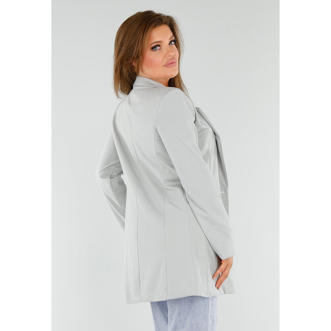 Hellgrauer mittellanger Stretch-Blazer
