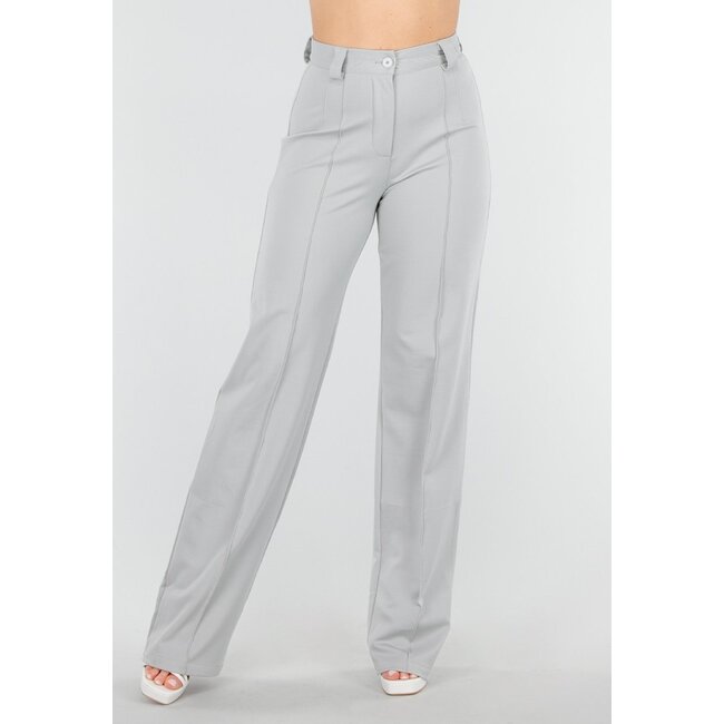 Hellgraue Hose mit Gummizug und geraden Beinen
