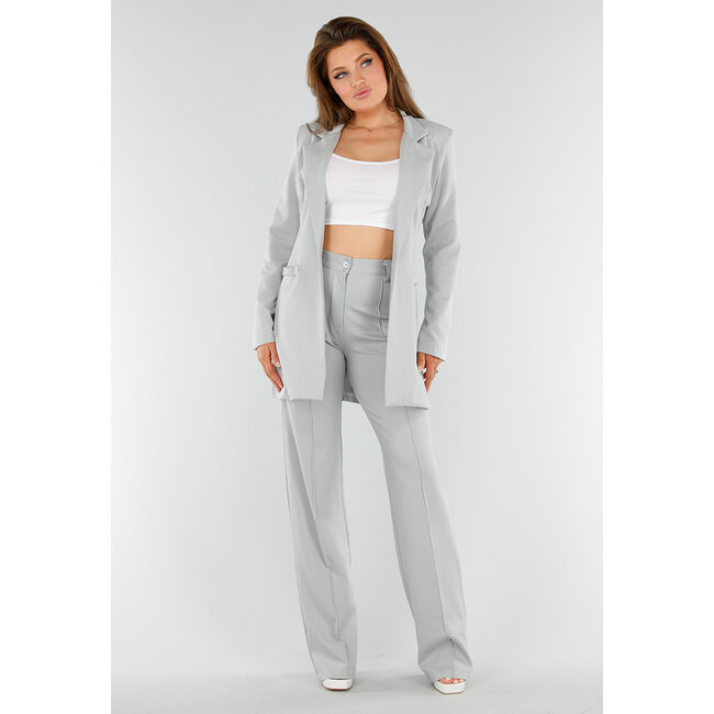 Hellgraue Hose mit Gummizug und geraden Beinen