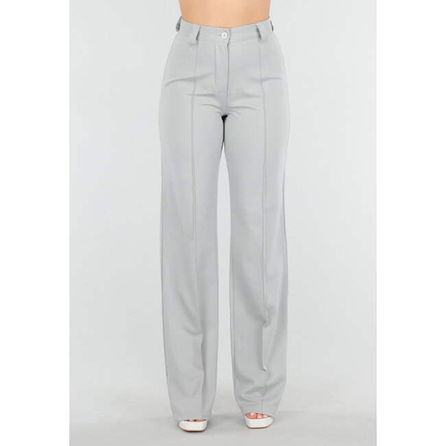 Hellgraue Hose mit Gummizug und geraden Beinen