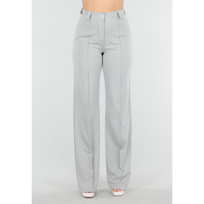 Hellgraue Tall-Hose mit Gummizug und geraden Beinen
