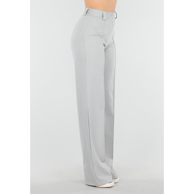 Hellgraue Tall-Hose mit Gummizug und geraden Beinen