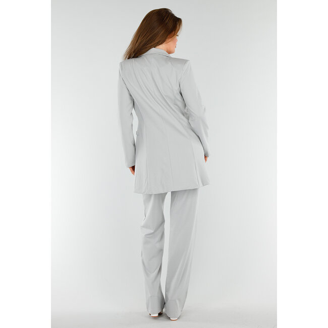 Hellgraue Tall-Hose mit Gummizug und geraden Beinen