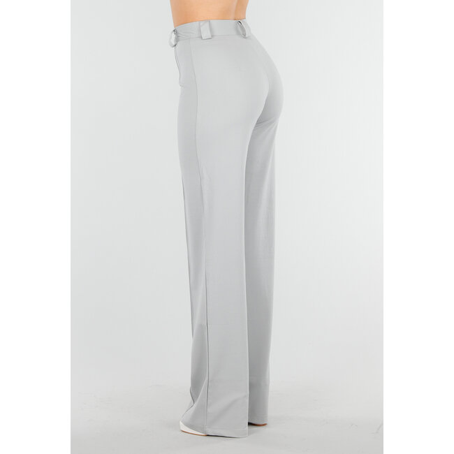 Hellgraue Hose mit Gummizug und geraden Beinen
