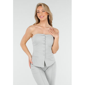 Trägerloses Gilet-Top in Hellgrau