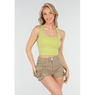 Olivgrünes Square Neck Top
