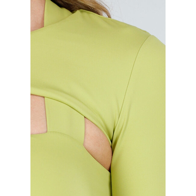 Olivgrünes Bolero-Top mit langen Ärmeln und Stretch