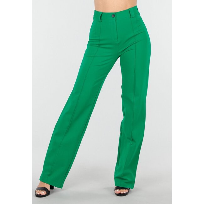 Grüne elastische Hose mit geradem Bein