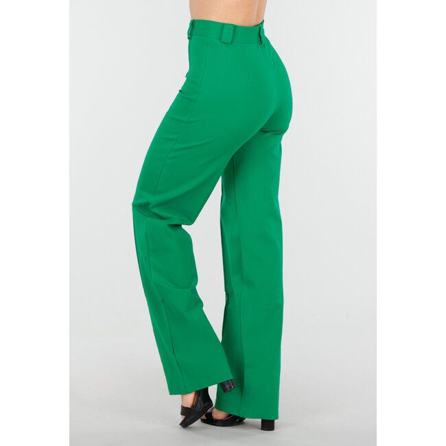 Grüne elastische Hose mit geradem Bein