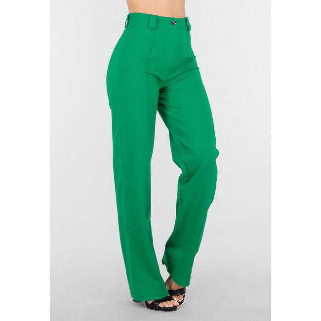 Grüne elastische Hose mit geradem Bein