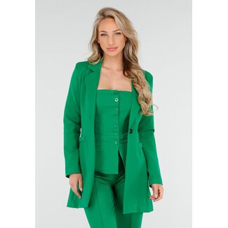 Dunkelgrüner halblanger Blazer mit Stretch
