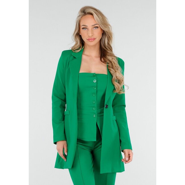 Dunkelgrüner halblanger Blazer mit Stretch