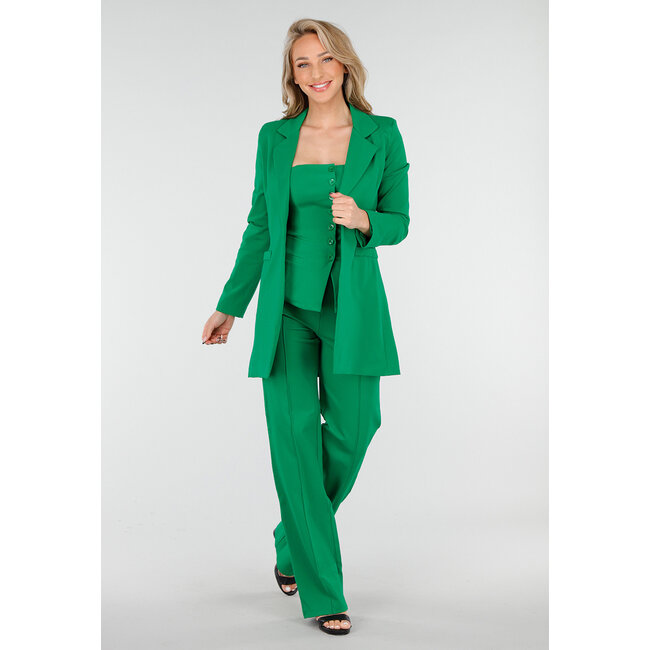 Dunkelgrüner halblanger Blazer mit Stretch