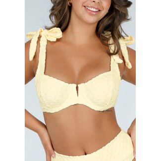 Buttergelbes Bügel-Bikinioberteil