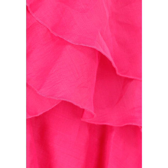 Rosa Rüschenkleid mit Spaghetti-Trägern und