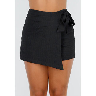Schwarzer Stretch-Skort mit Schleife
