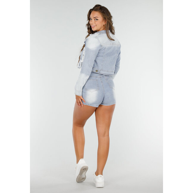 Denim 2-Teiler mit Schnürung in Hellblau und Mittelblau