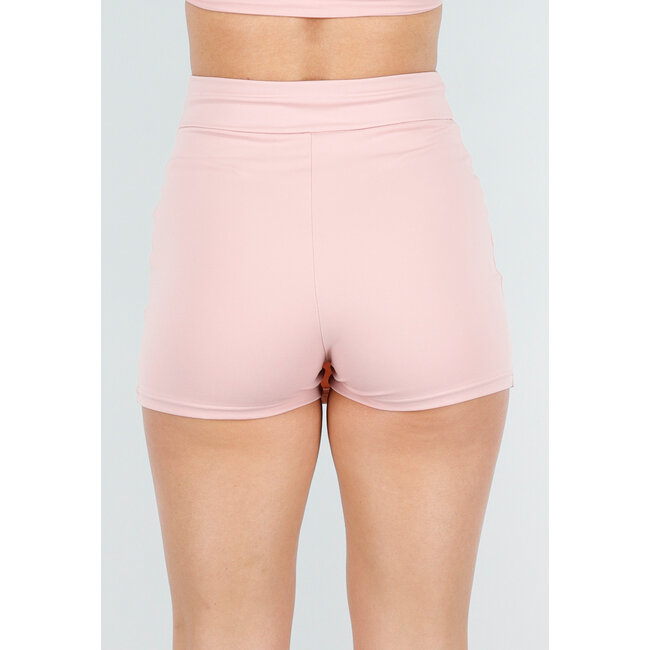 Rosa Skort mit Schlitz und hoher Taille aus Stretch-Stoff