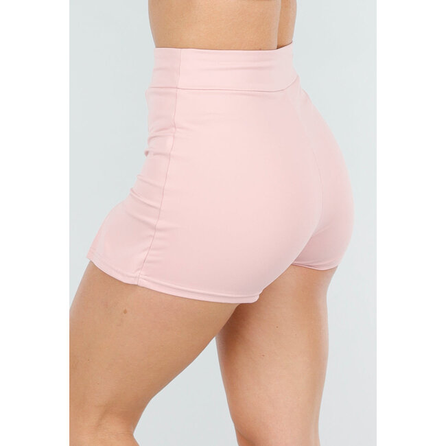 Rosa Skort mit Schlitz und hoher Taille aus Stretch-Stoff