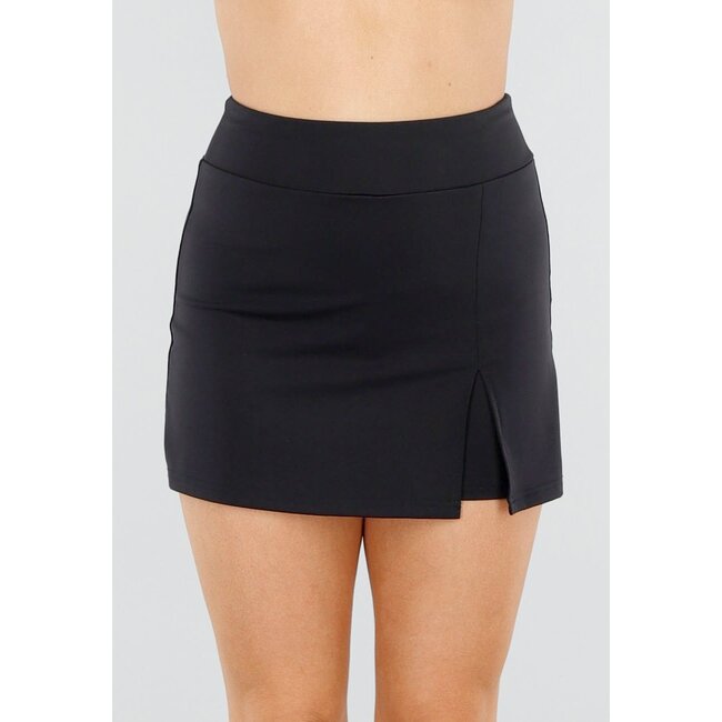 Schwarzer Skort mit Schlitz und elastischem Bund