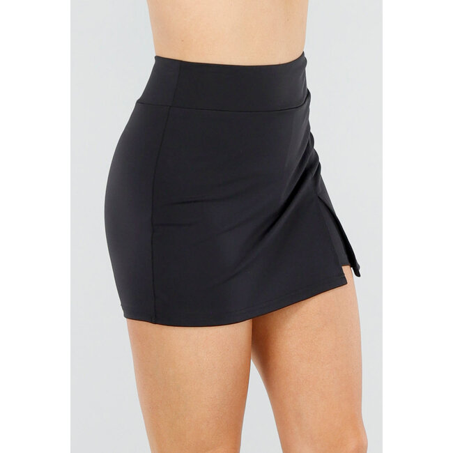 Schwarzer Skort mit Schlitz und elastischem Bund