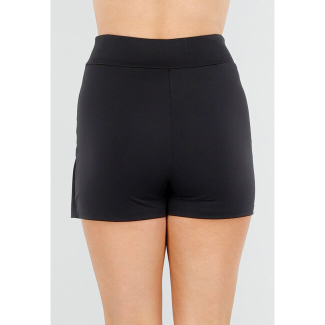 Schwarzer Skort mit Schlitz und elastischem Bund