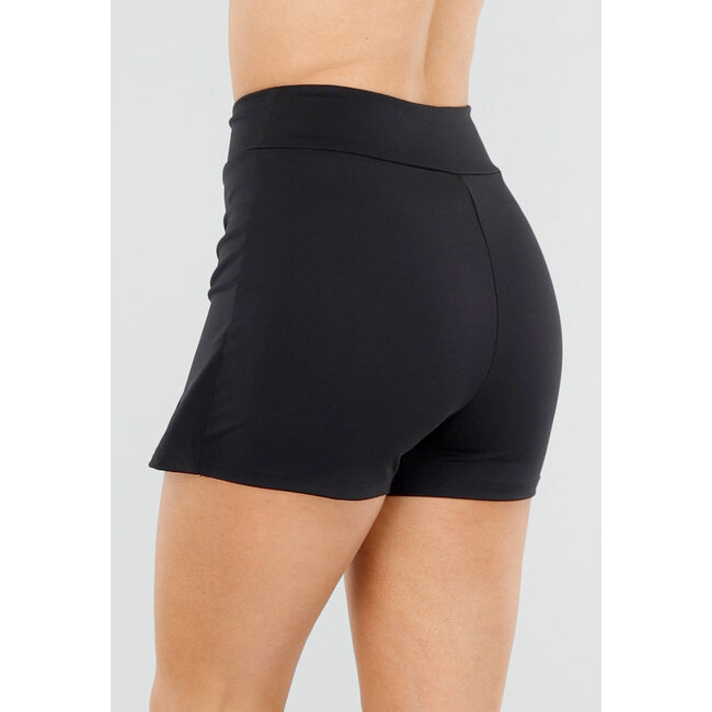 Schwarzer Skort mit Schlitz und elastischem Bund