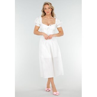 Weißes Midikleid im Korsett-Look