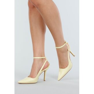 Buttergelbe Pumps mit Knöchelriemen