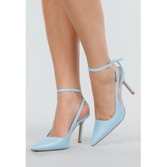 Pastellblaue Pumps mit Knöchelriemen