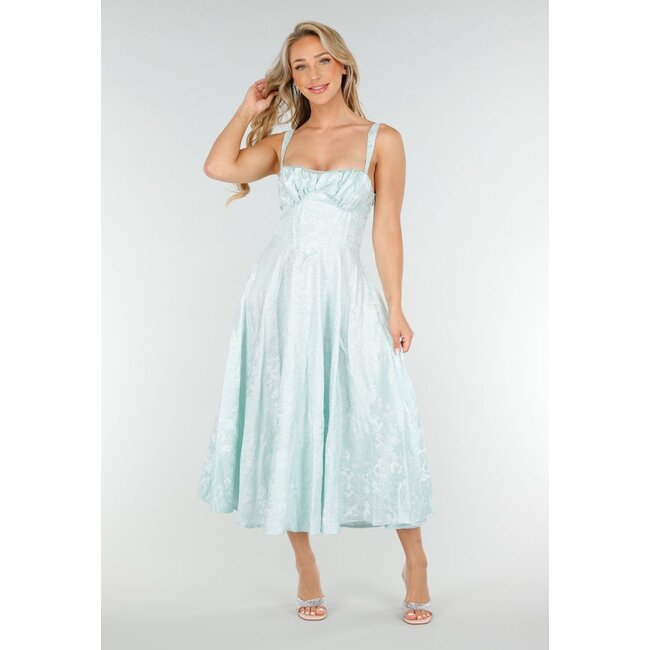 Mintgrünes Midikleid aus Jaquard