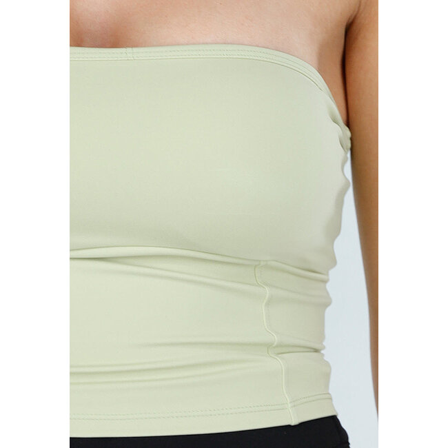 Pistaziengrünes Bandeau-Top mit Stretch und geradem Ausschnitt