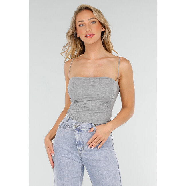 Graues Spaghetti-Top mit Einlagen