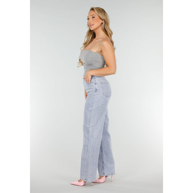 Graues Spaghetti-Top mit geradem Ausschnitt, Pads und Stretch