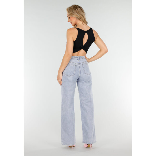 Schwarzes Crop Top mit offenem Twist Back und breiten Trägern
