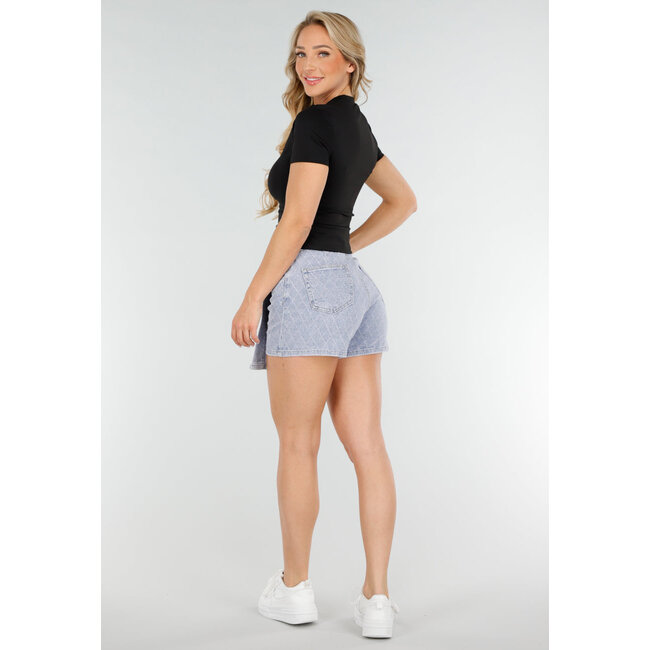 Schwarzes Sport-Top mit Rundhalsausschnitt, kurzen Ärmeln und Stretch